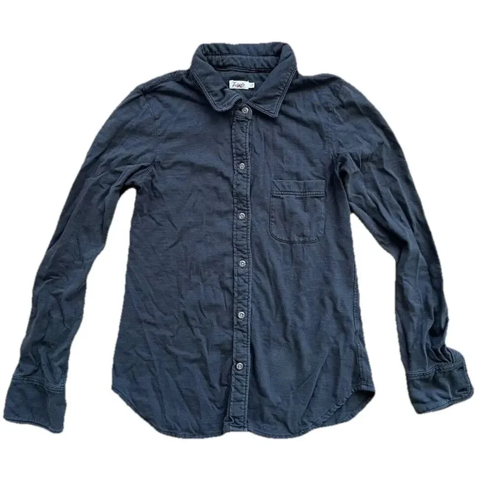 Faherty Laguna Organic Cotton Shirt Lond Sleeve Length Black Small A000866 - Picture 2 of 10